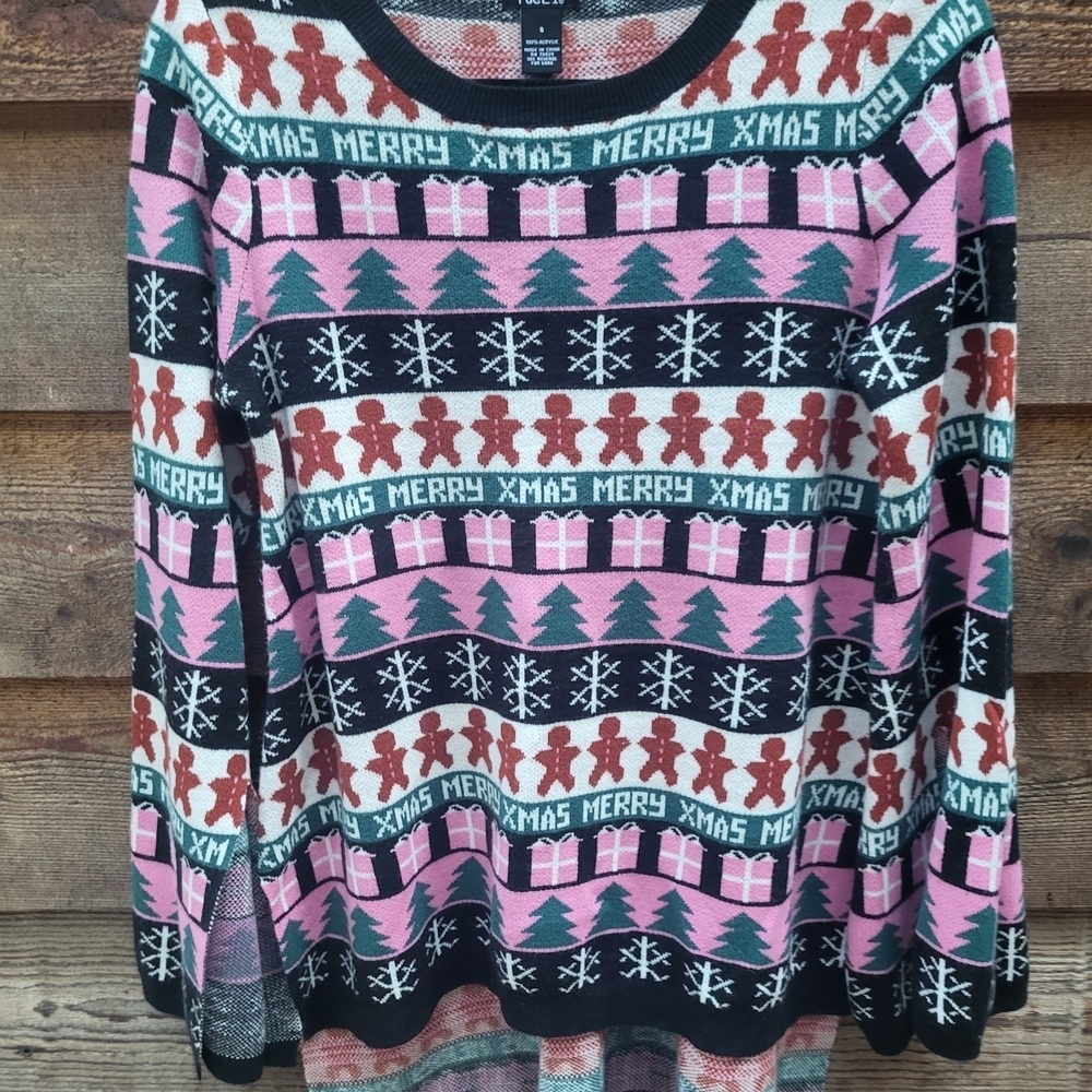 Rue21 Festive Christmas Sweater - Pink, Green, Black
